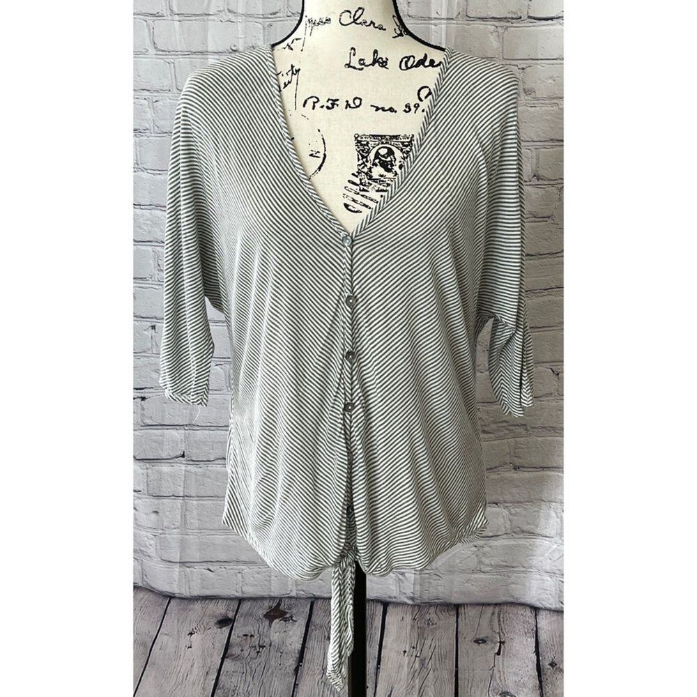 Green Envelope Womens Front Knot Button Down Blouse (Size XL)